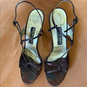 Bruno Magli Couture Bronze Leather Strappy Heels Sandals Size 7
